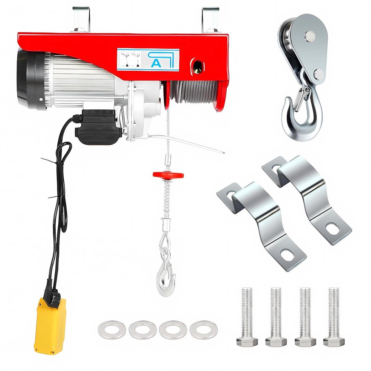 Allecto Plus - Elektrische Takel 1000 Kg Capaciteit 18 M Staaldraad - 1800 W - Dubbele Lijn - Fabrieken - EU-stekker 220V