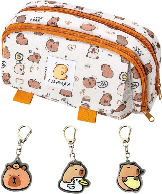Capybara Pennenetui, 2-in-1, Kawaii tafelpennenhouder van zachte