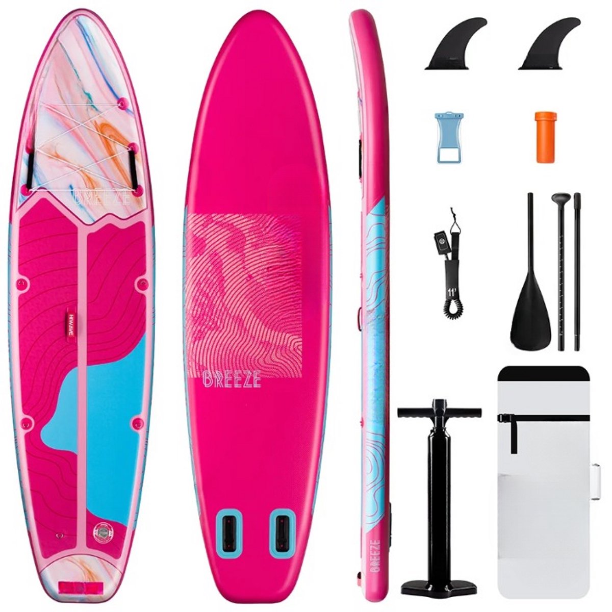 Opblaasbaar SUP-Board – Stand-Up Paddleboard – Sup – Peddelboard – Waterboard – 175 Kg Draagvermogen – Duurzaam PVC-Materiaal - Roze
