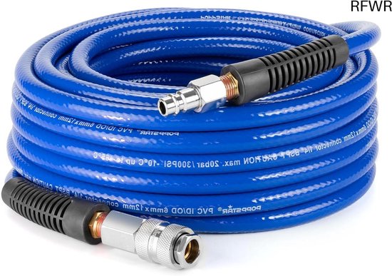 Poppsat Tuyau à Air Comprimé Hybride 50 m avec Raccords en Laiton, 20 bar .d Poppsat Tuyau à Air Comprimé Hybride 50 m avec Raccords en Laiton, 20 bar .d