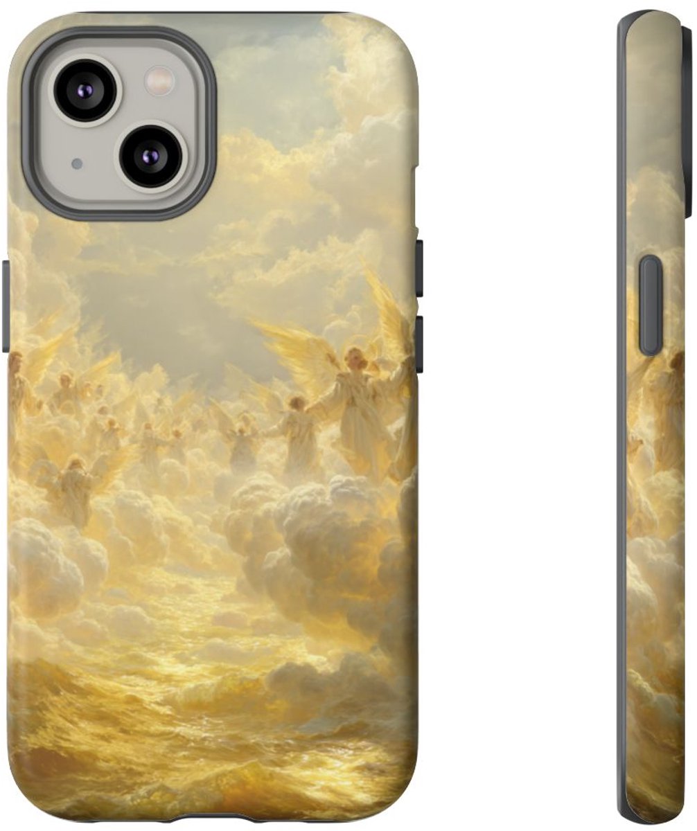 Gouden Engelen in Wolken en Zee – Telefoonhoesje Geschikt voor iPhone 14