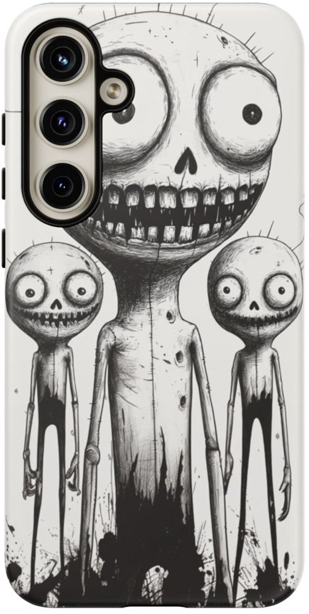 Drie Slanke Monsters in Lijntekening – Telefoonhoesje Geschikt voor Galaxy S24 Plus