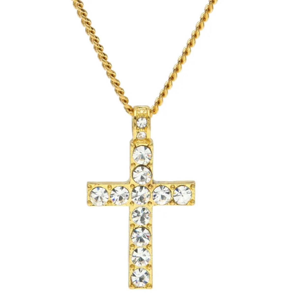 Actie4you® - Ketting met Kruis Hanger - Diamantjes (Zirkonia) – Unisex – Hanger Met Kruis – Godsdienst Hanger – Goud Kleurig