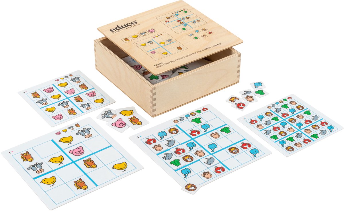 Plaats de dieren - educatief spel - in houten kist - Educo