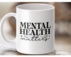 mental health mug, support, awareness, gift idea, affordable mug, black white mug, mind matters, brain mug, self care, self love, mental health gifts, mental health, awareness gifts