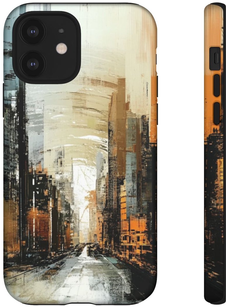 Abstracte Stadsgezicht in Warme Kleuren – Telefoonhoesje Geschikt voor iPhone 12