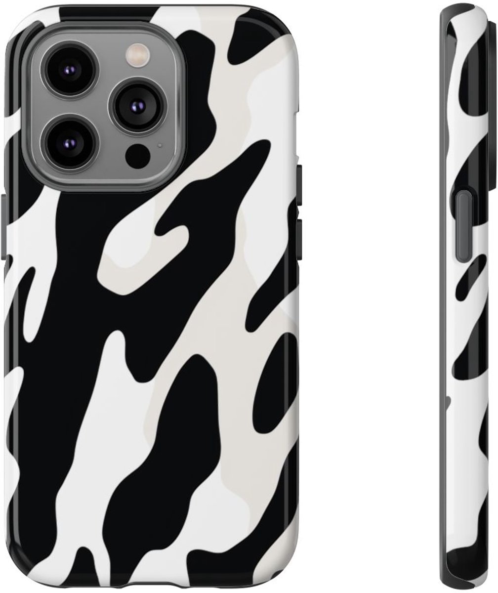 Zwart-Wit Koeienhuidpatroon – Telefoonhoesje Geschikt voor iPhone 14 Pro