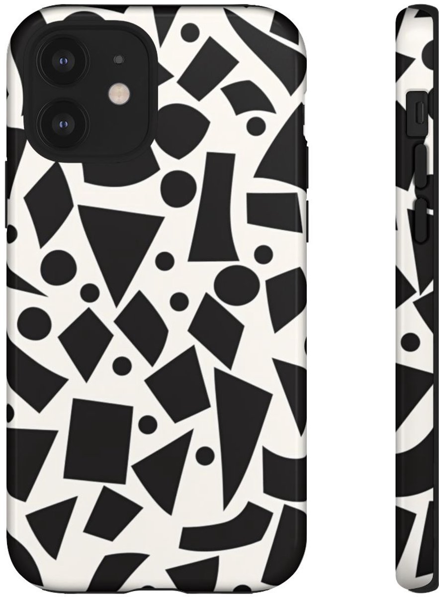 Zwart-Wit Geometrisch Abstract Patroon – Telefoonhoesje Geschikt voor iPhone 12