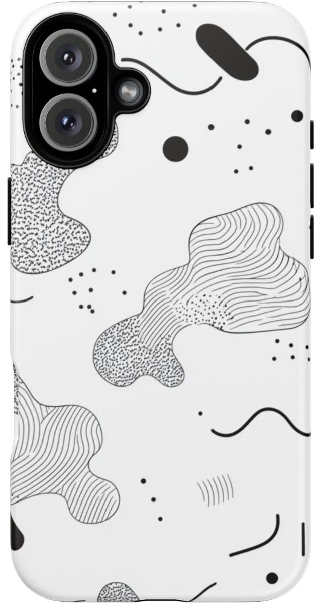 Abstract Zwart-Wit Minimalistisch Patroon – Telefoonhoesje Geschikt voor 16 Plus