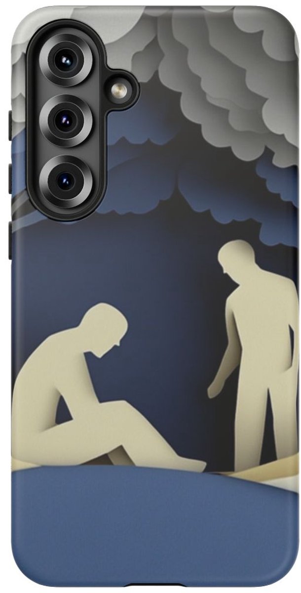 Papierknipkunst van Twee Mannen in Bos – Telefoonhoesje Geschikt voor Galaxy S25 Plus