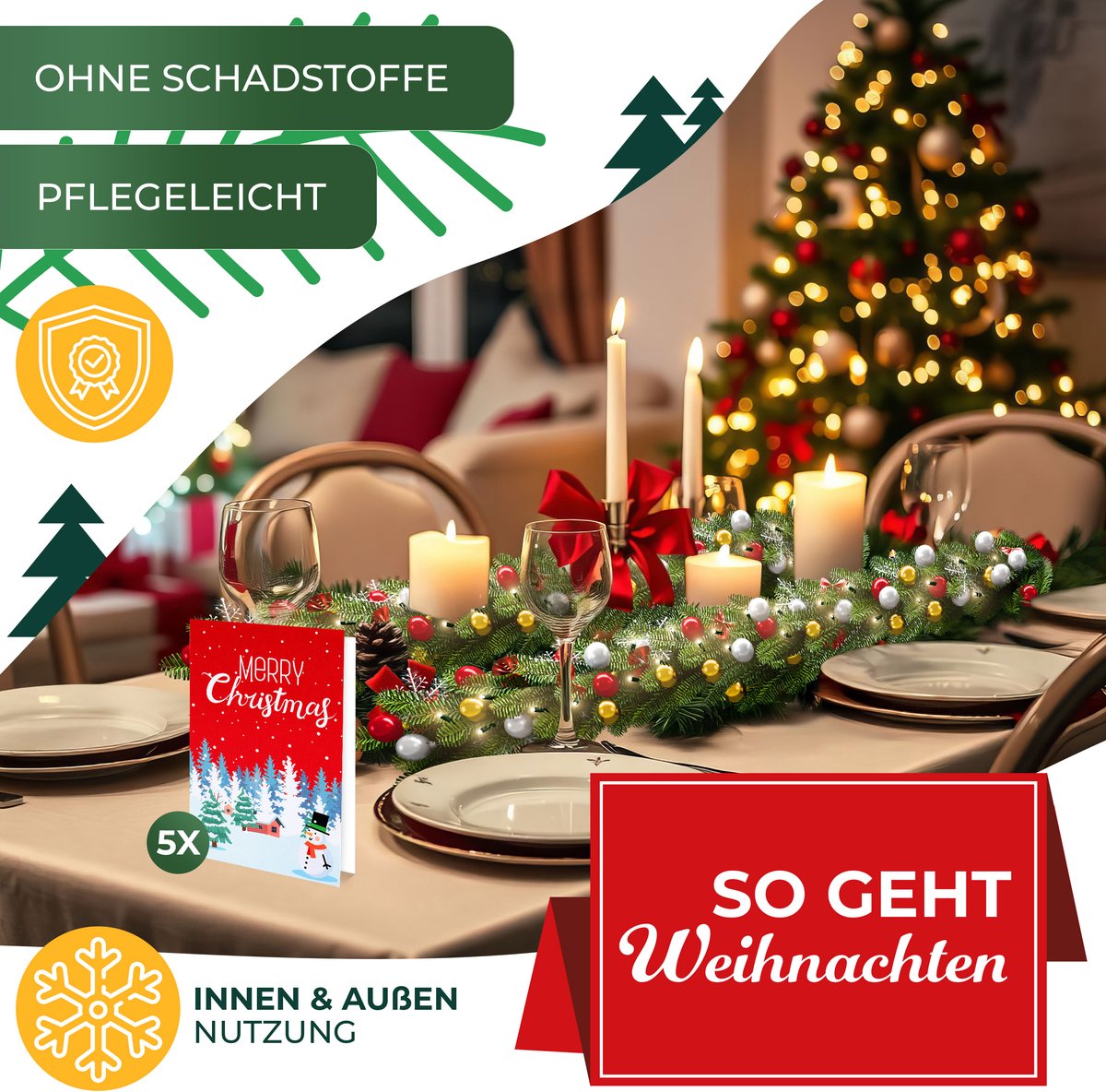 KESSER® Guirlande met verlichting - Kerstguirlande LED Kerstslinger Kerstversiering Kerstdecoratie – foto 3