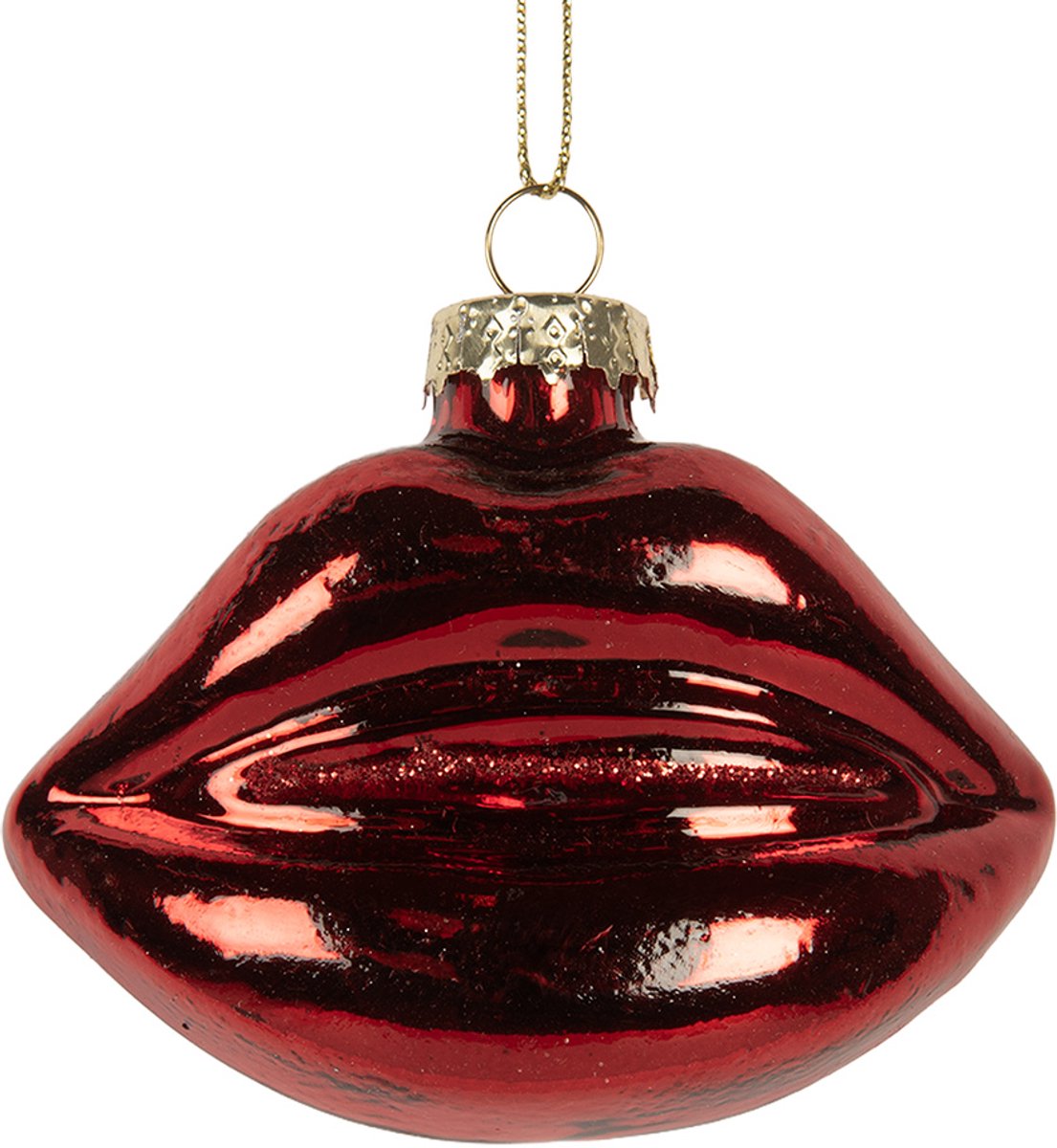 Clayre & Eef Kersthanger Mond 8x4x7 cm Rood Glas
