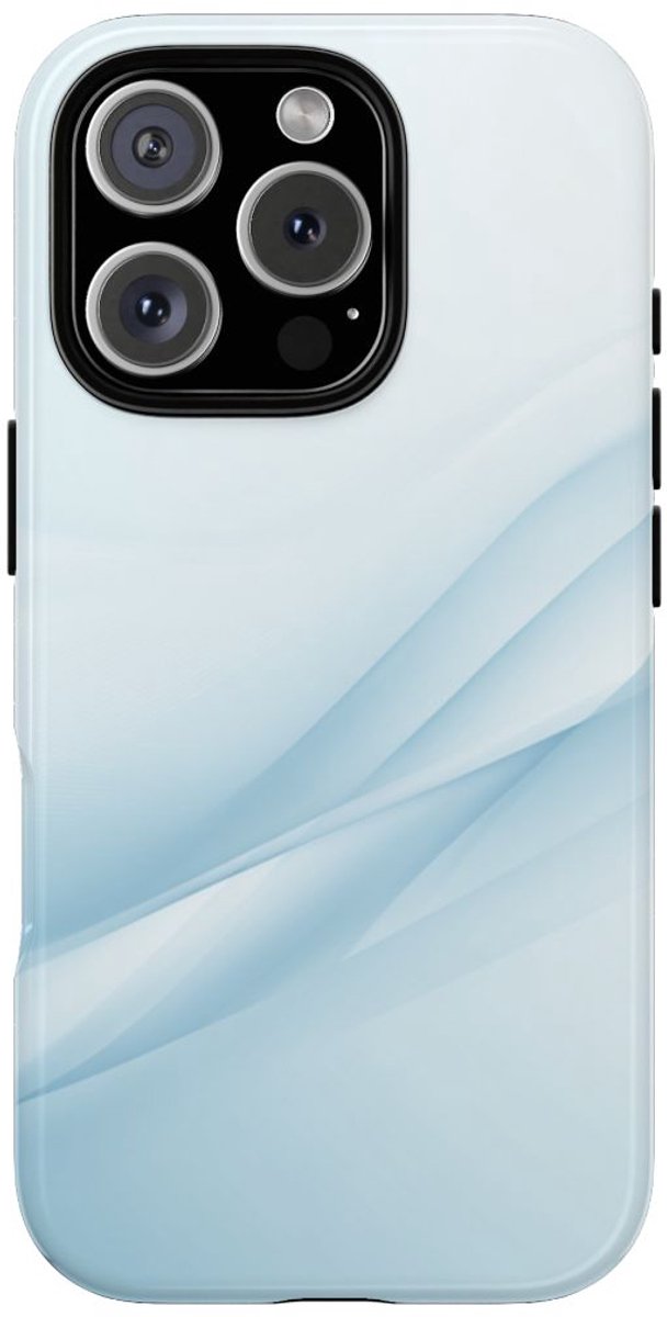 Zachte Lichtblauwe Abstracte Golven – Telefoonhoesje Geschikt voor iPhone 16 Pro