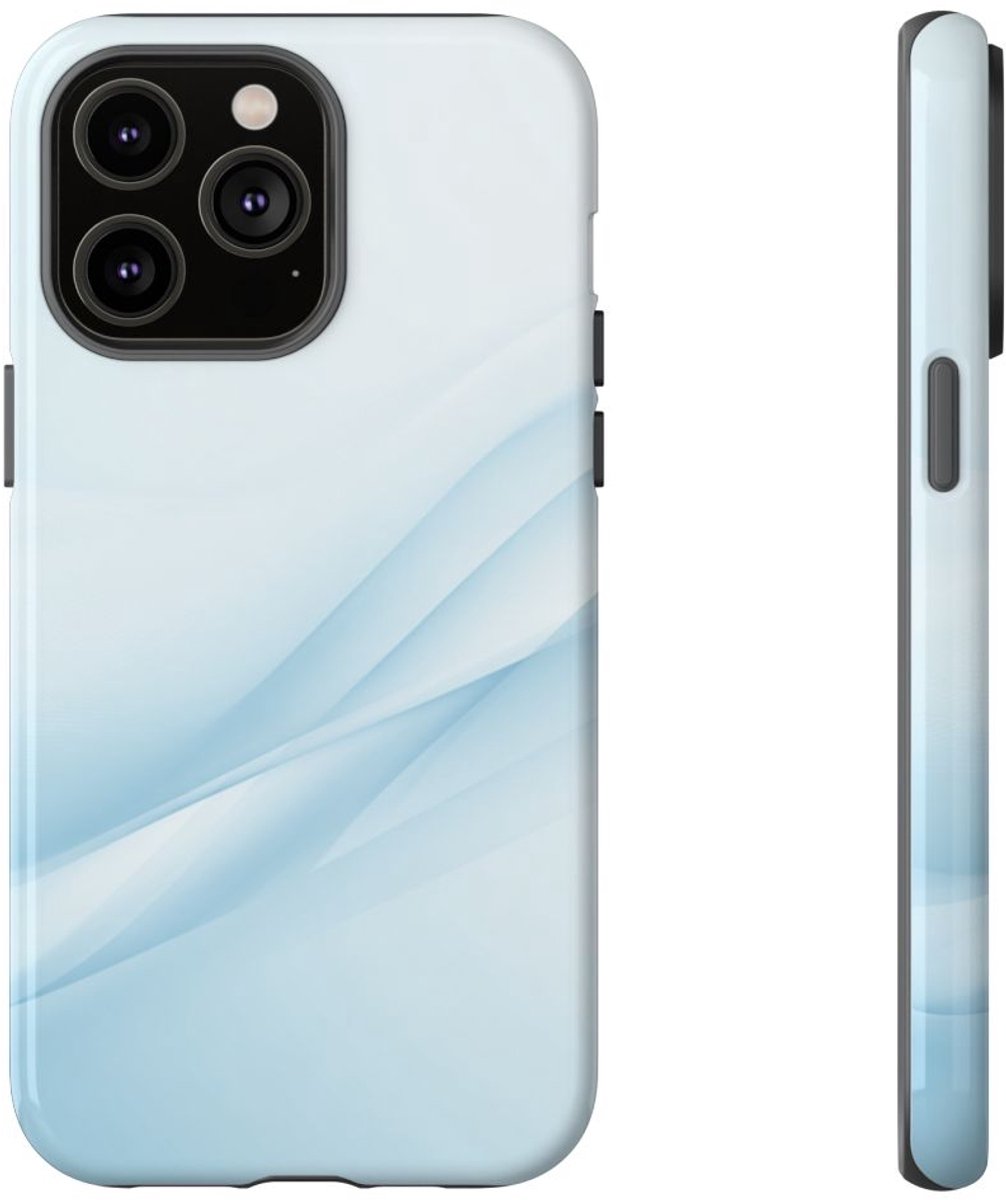 Zachte Lichtblauwe Abstracte Golven – Telefoonhoesje Geschikt voor iPhone 14 Pro Max