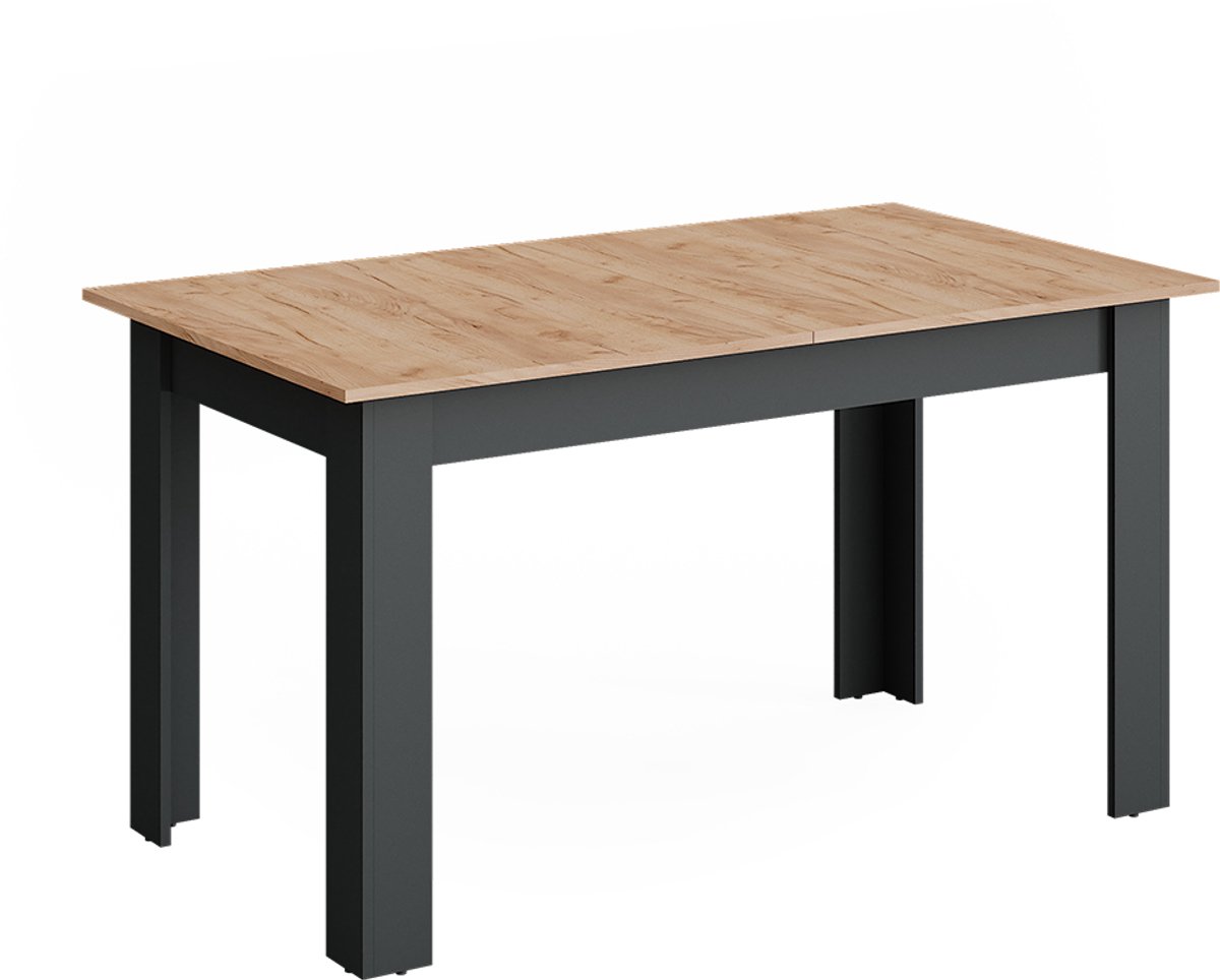 Vicco Eettafel Repose, Antraciet/Goudkleurig Eiken, 140-180 x 80 cm Uitschuifbaar