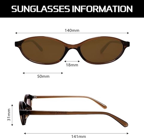 Women's retro oval sunglasses, chic cat-eye 90s sunglasses, lightweight narrow, trendy UV protection. van Merkloos — afbeelding 2