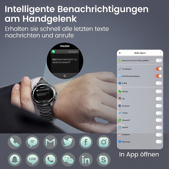 Smartwatch Dames 1,32 Inch HD-scherm Ultradun Bluetooth Bellen Fitness