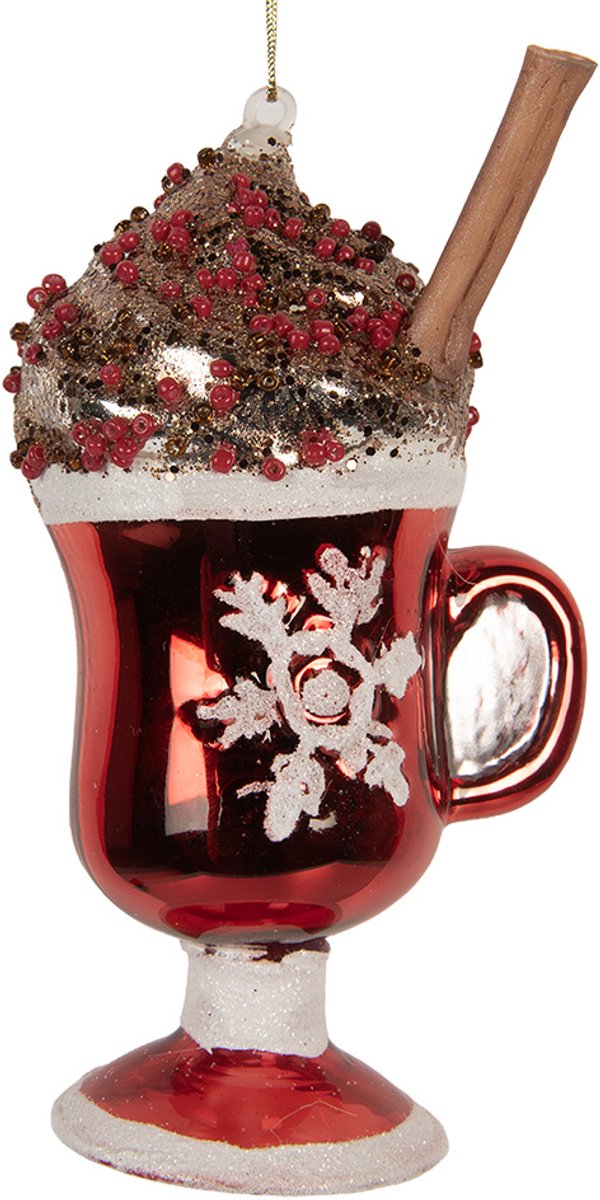 Clayre & Eef Kersthanger 7x6x12 cm Rood Glas