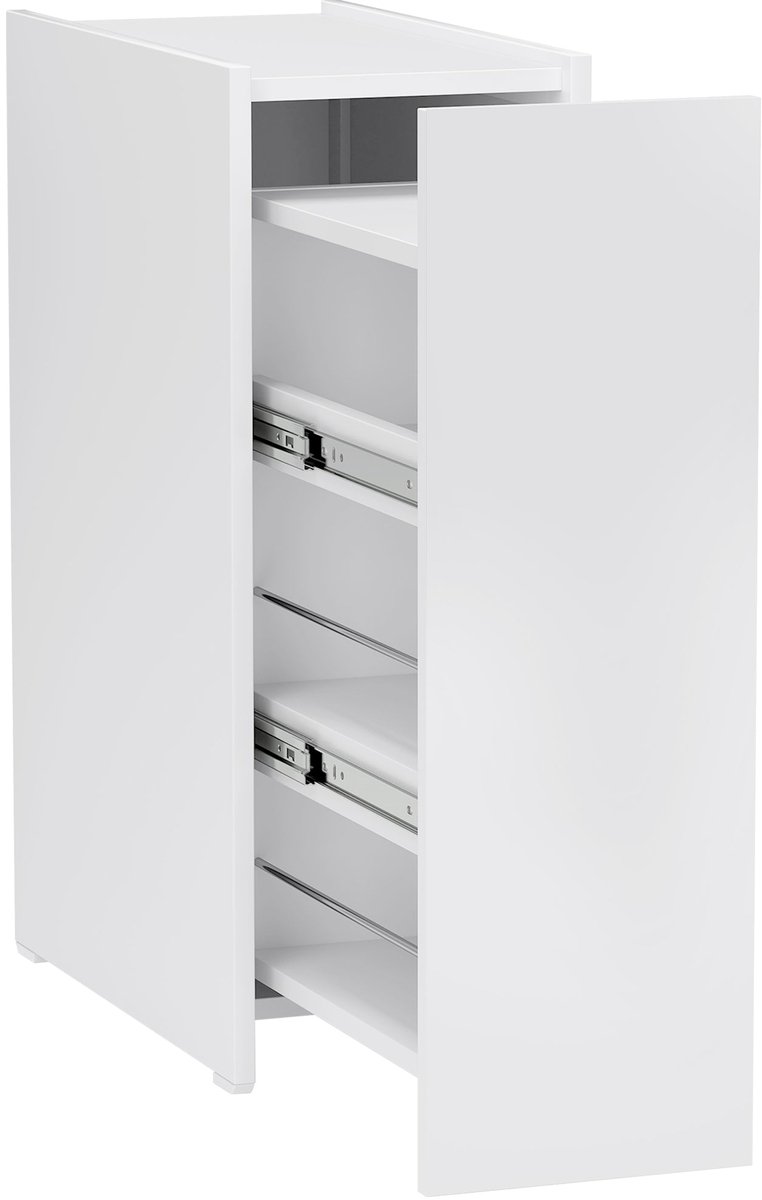 Merax Badkamerkast Wit Smalle Kast met Lade En Open Vakken Op Wieltjes Opbergkast Voor Kleine Ruimtes Badkamerkast Nissenkast 47x25x66.5 cm