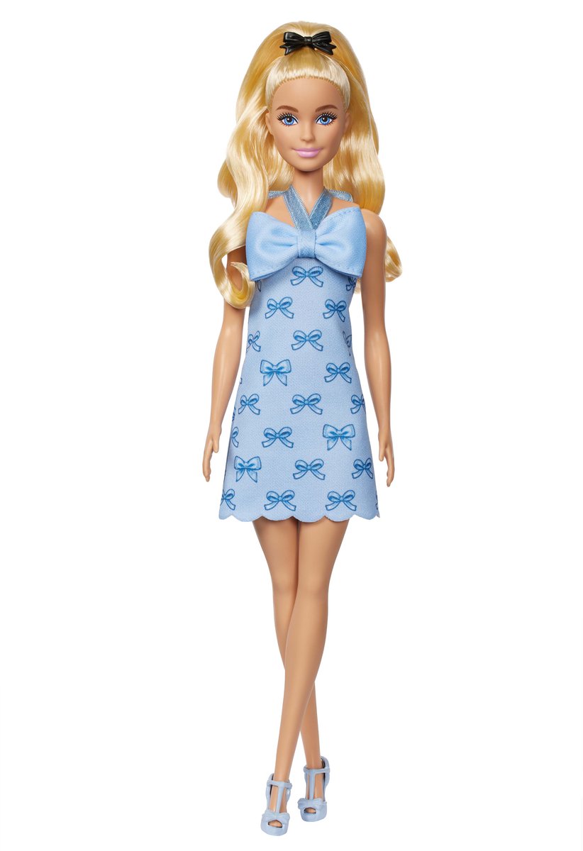 Barbie Pop - Pop met Blond Haar en Blauw Halterjurkje met strik - Modepop — afbeelding 6