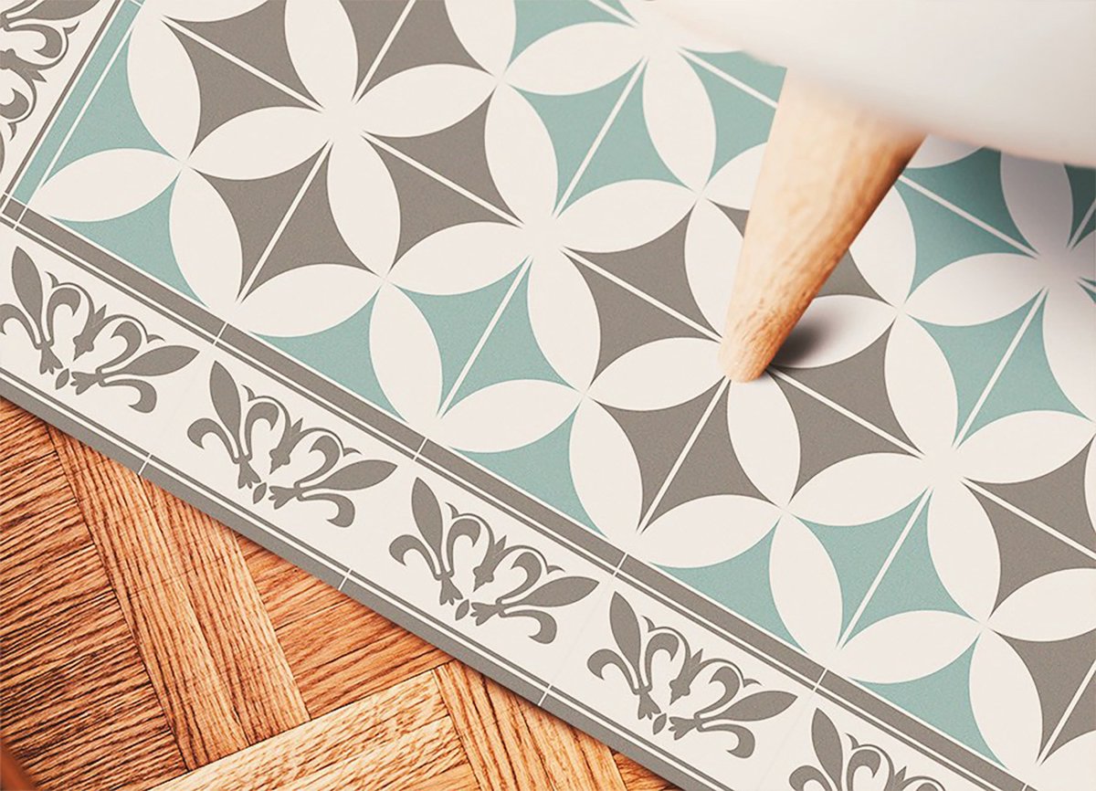 Tulup Vinyl Tapijt - Portugese tegels Binnen Tapijt - 80 x 120 cm - Wit Binnen Tapijt - Vloerkleed Op Vinyl - Vinylmat - Haltapijt - Kantoortapijt