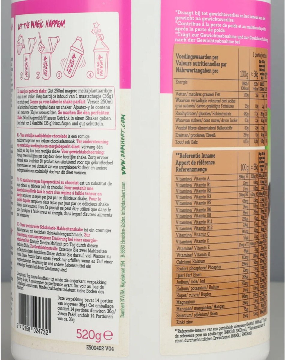 Goedkoopste Damhert Maaltijdshake Chocolade 520 gr