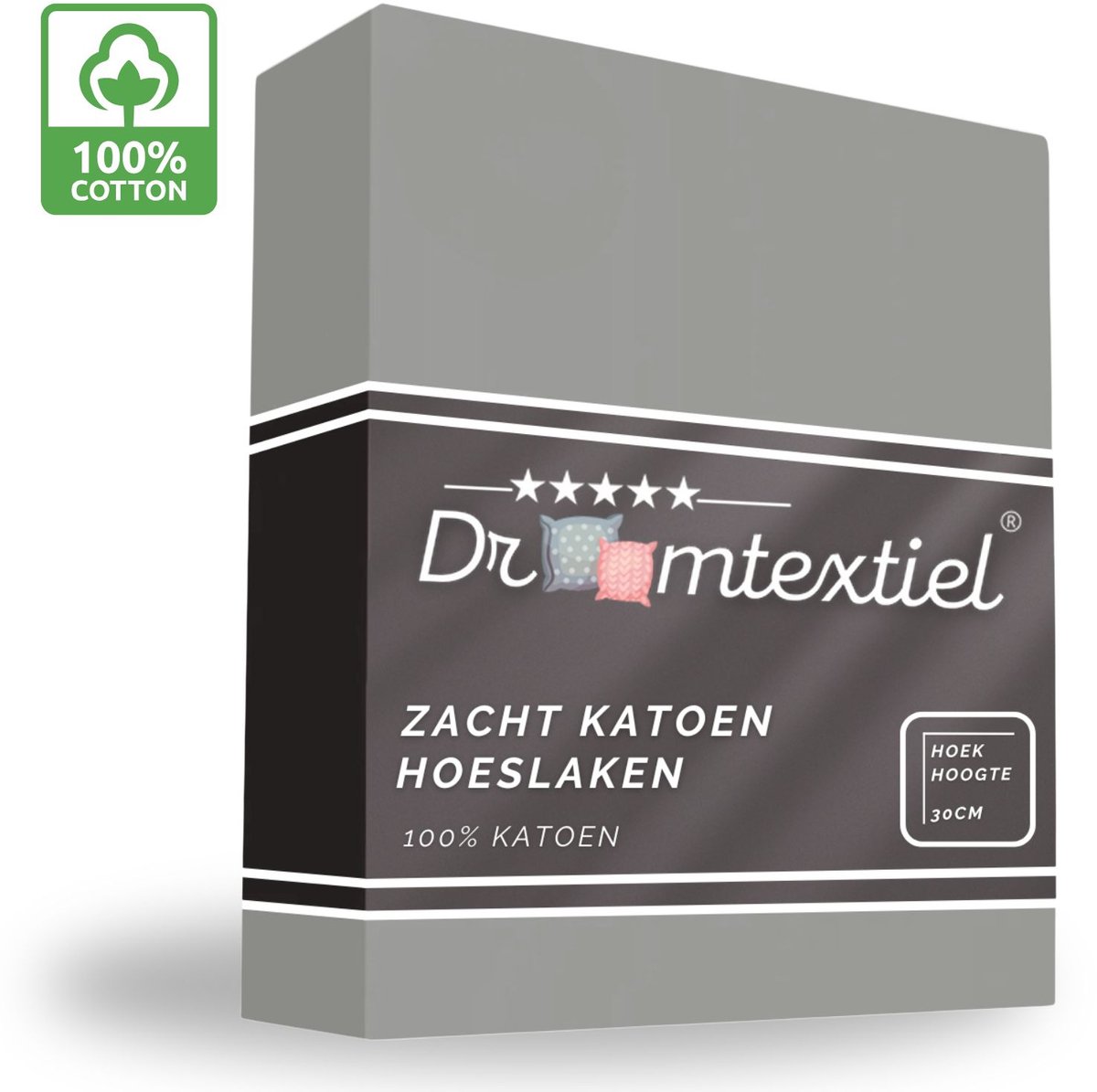 Droomtextiel Hoeslaken Grijs - 90x200 cm - 100% Katoen - Perfecte Pasvorm - Heerlijk Zacht