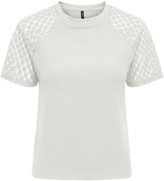 Only T-shirt Onlkari S/s O-neck Lace Mix Top Cs 15367607 Cloud Dancer/kai Flower Dames Maat - XL