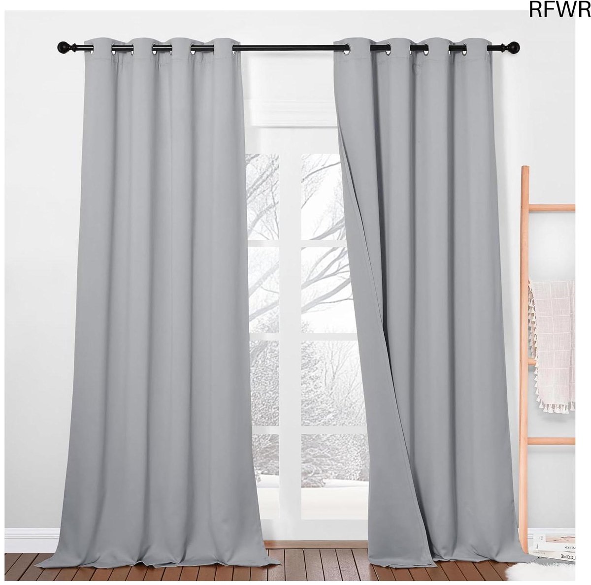 RFWR® Drielaags ondoorzichtig gordijn met inslagringen - verduisteringsgordijnen 260 x 132 cm