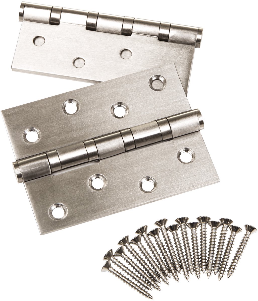 SOTECH 2 deurscharnieren 101 x 76 x 2,0 mm opschroefscharnier roestvrij staal SS304 kogellager met schroeven Draagvermogen scharnier 60 kg