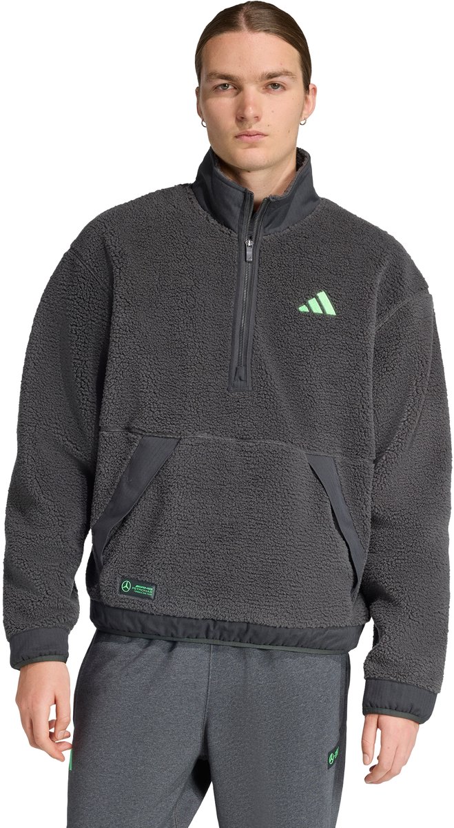 adidas Performance Mercedes AMG Petronas Formula One Team Premium Fleece Sweatshirt met Halflange Rits Heren Grijs