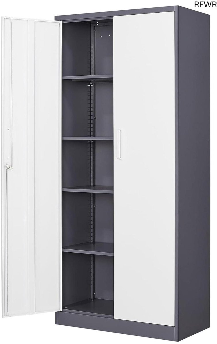 RFWR® Multifunctionele Stalen Opbergkast met Slot voor Huis, Kantoor en Garage - 1700 x 780 x 390 mm