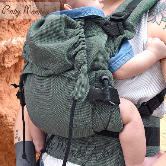 BabyMonkey® Regolo - Baby Draagzak - Ergonomische - 100% katoen - Pasgeboren (0-24 maanden) - 100% Made in Italy - Donker groen van Merkloos — afbeelding 5