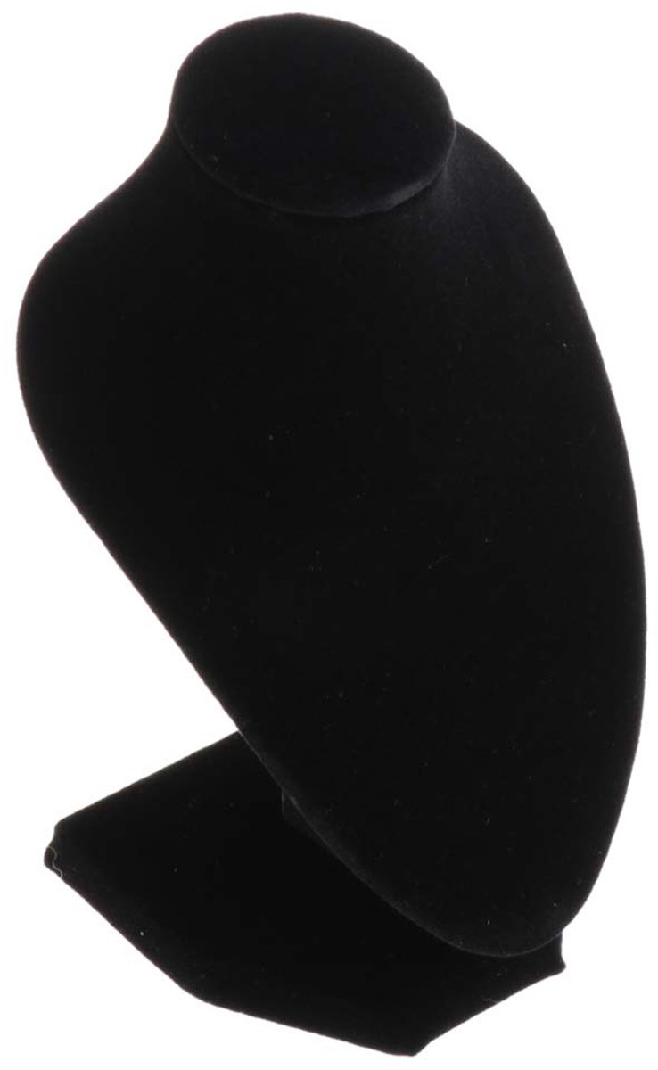 perfk Hoogwaardige sieradenstandaard, mannequin sieraden buste sieradenhouder voor kettingen hangers etc., zwart, fluwelen oppervlak