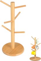 Ynkkvre - Porte-gobelets en bois - 6 Crochet - Support à bretzels - Bois d'hévéa