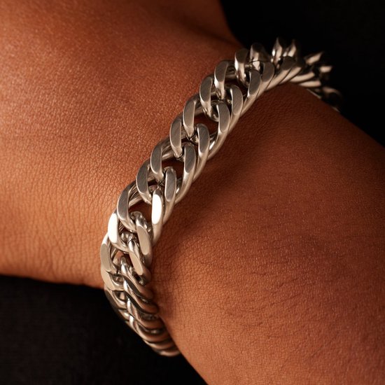 Lucardi - Bracelet homme acier maillon mat