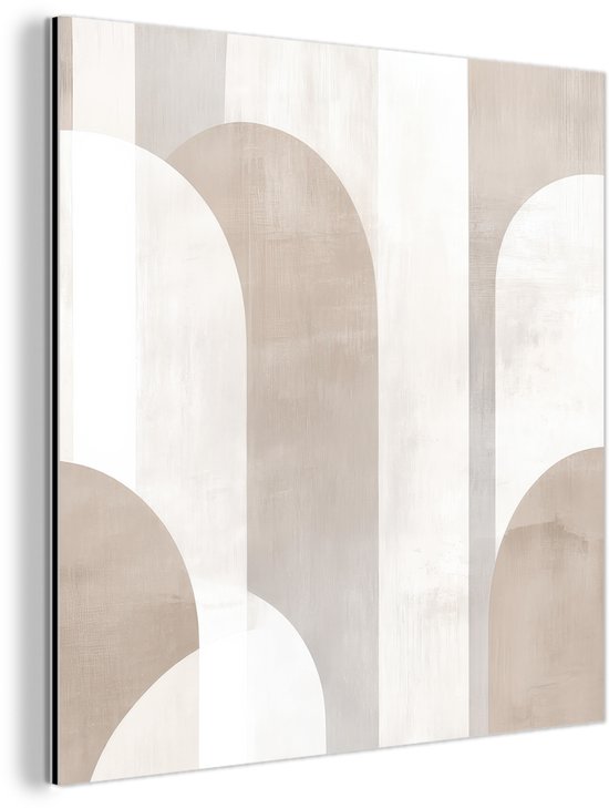 Tableau aluminium 50x50 cm - Décoration murale métal - Arches abstraites - Moderne - Beige - Décoration murale métal salon - Décoration industrielle - Photo sur dibond - Accessoires industriels chambre