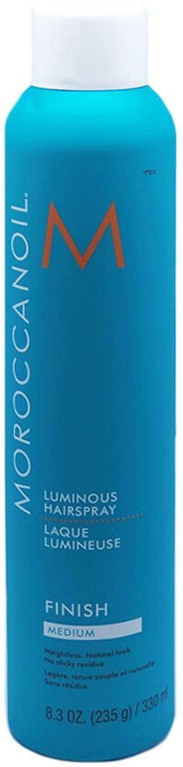 Turquoise Moroccanoil Luminous Hairspray Medium fles, 235g / 330ml.