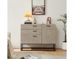 Sideboard Lavangen commode 75x100x35 cm betonkleurig licht en zwart [en.casa]
