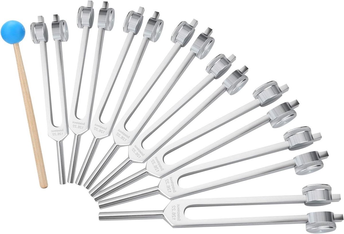 JGS Premium - Stemvorken Set voor Geluidstherapie - Stemvork Hamer Gereedschapset 8 stuks - Opbergdoos - Perfecte Genezing - Muziekinstrument - Balanceren - Genezers - Trillingen - Geluidstherapeut