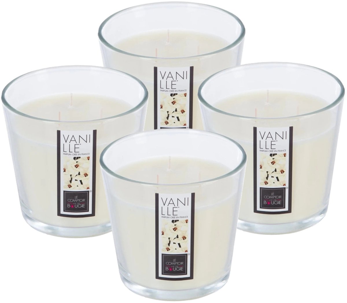 Atmosphera geurkaars - 4x - vanille geur - 40 branduren - wit - in glas - aroma/geurkaars Ivoorwit