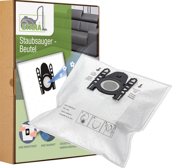 Lot de 10 Sacs d'aspirateur Etana compatibles avec les modèles d'aspirateurs Bosch / Siemens séries 2/4/6, type D/E/ F /G/H, Z 3.0, Q 5.0 et plus.