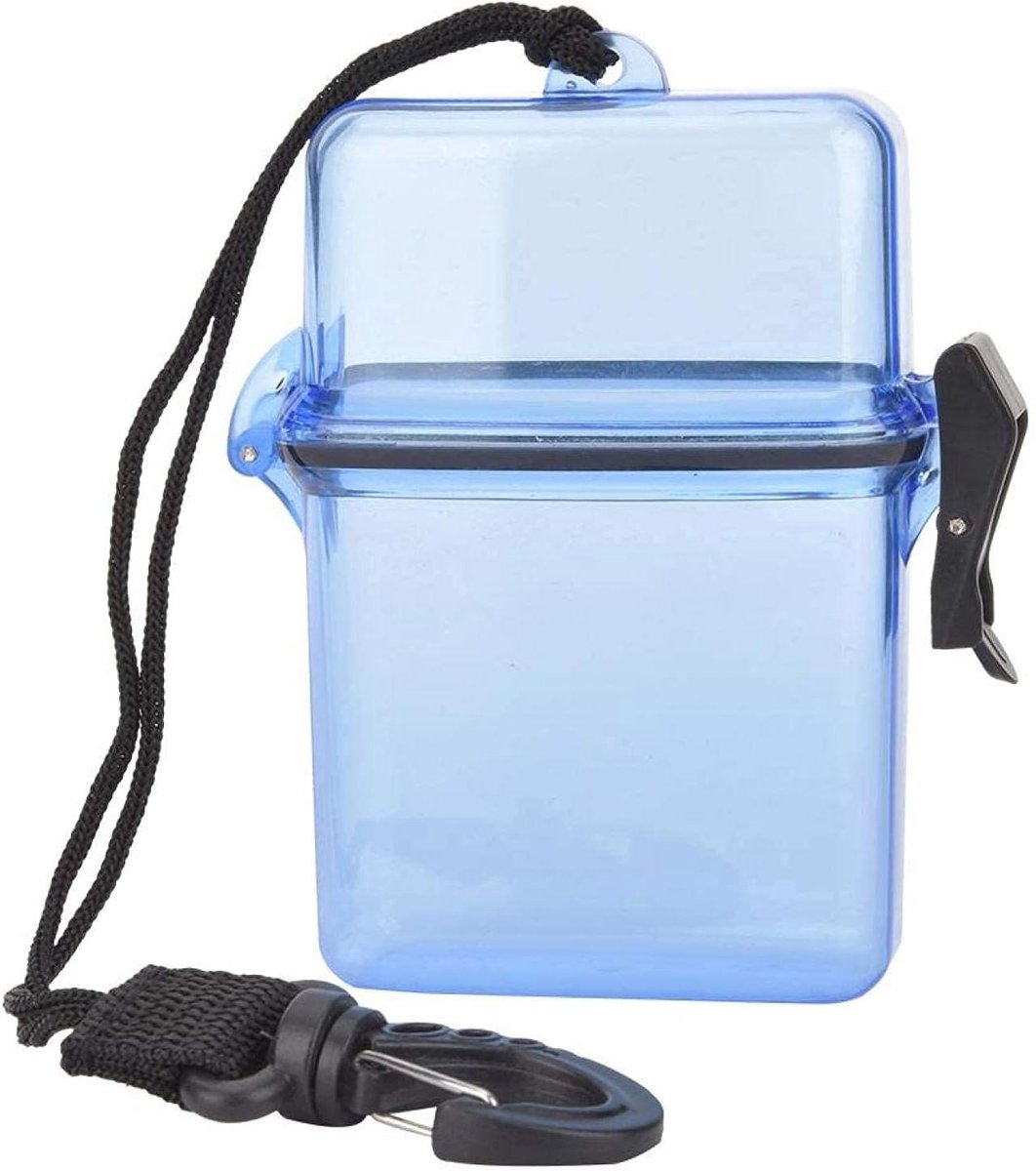 Duikdroogbox - Waterdicht opbergdoosje voor duiken en surfen - Transparant blauw - Bescherming tegen water - Voor kano en kajak - Met haak en touw - Ook geschikt voor onderwater gebruik