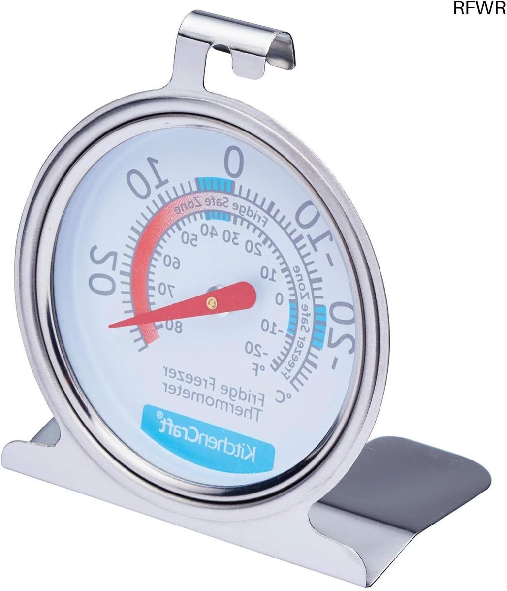 RFWR® Vries-/koelkastthermometer met minimum- en maximumtemperatuur, roestvrij staal