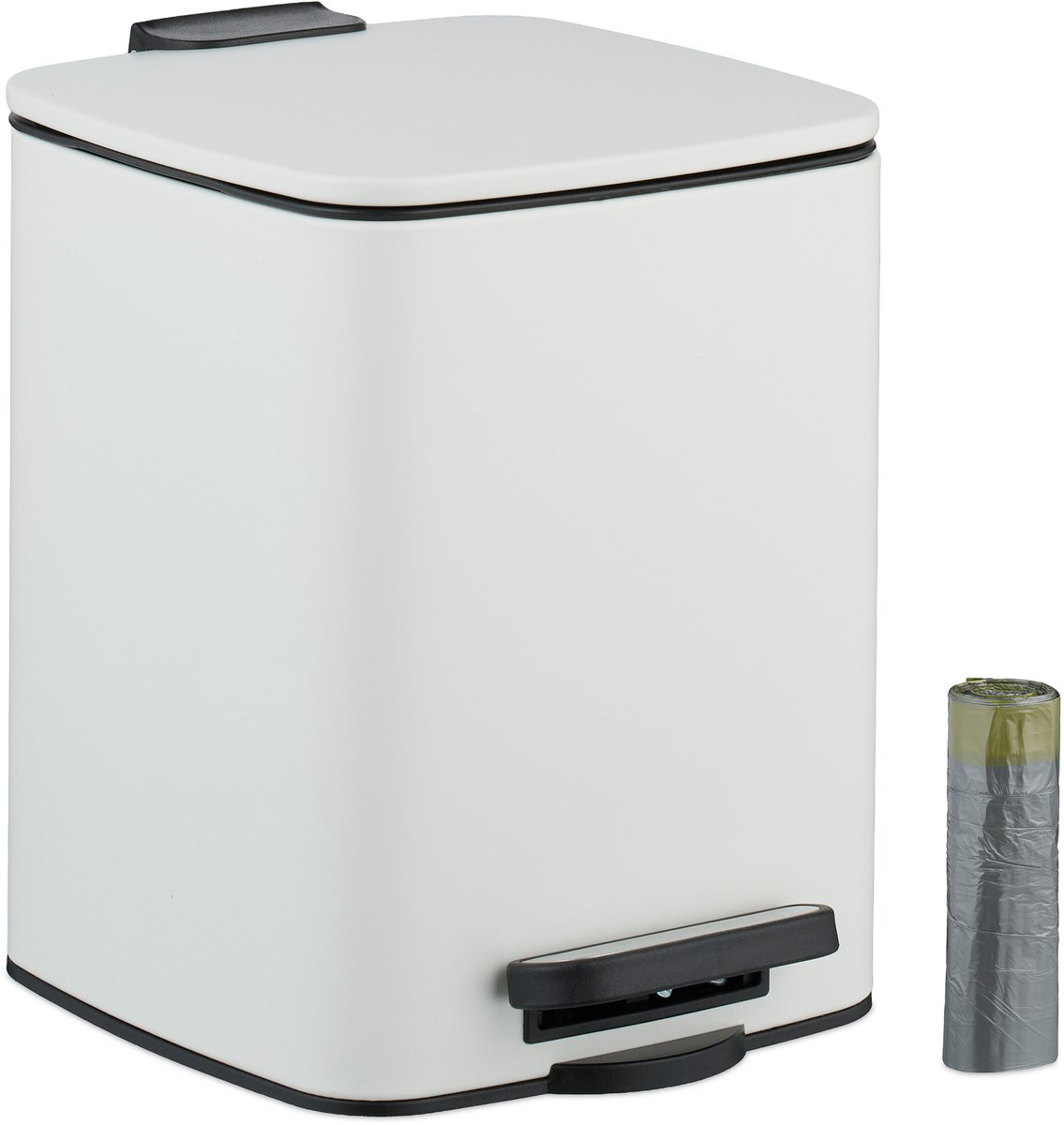 badkamer prullenbak - 6 l - softclose - met 25 vuilniszakken - wit