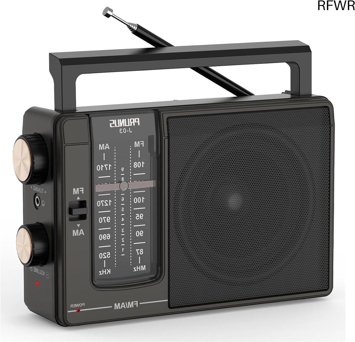 RFWR® Draagbare FM/AM Radio met Hoge Geluidskwaliteit en Uitstekende Ontvangst voor Thuis en Buiten