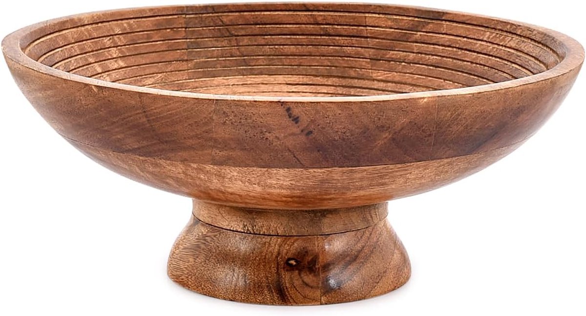 Ronde serveerschaal mangohout voor fruit dessertschotel - Fruitschaal keuken eetkamer - 3048 cm x 3048 cm x 127 cm Fruitschaal