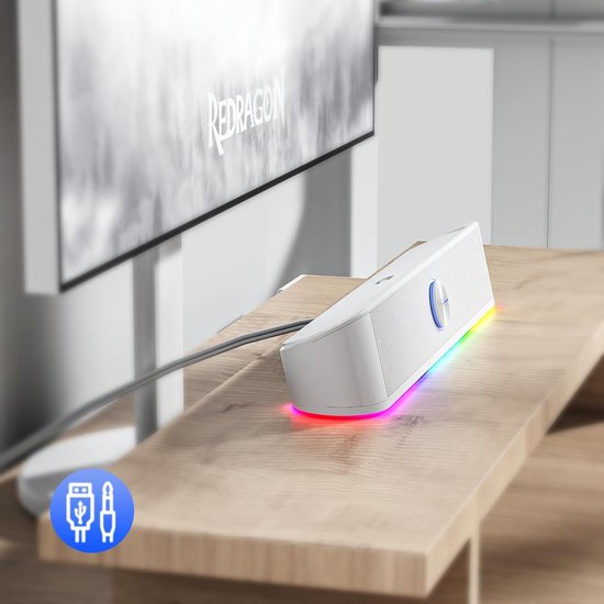 RFWR® RGB Desktop Soundbar met Dynamische Verlichting en Touch-Control - 2.0 Kanaals Computerluidspreker van RFWR® — afbeelding 5