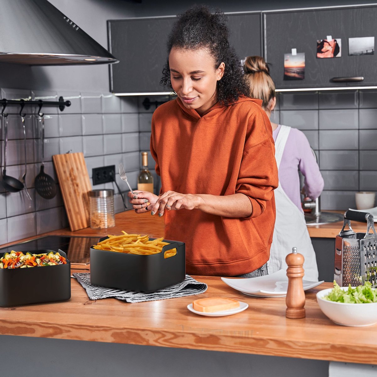UNBOX 2 Stuks Airfryer Siliconen Bakje - Airfryer Accessoires - Airfryer Bakpapier - Airfryer Mandje voor Philips Airfryer 6,2L - Princess Airfryer XL 5,5L, 6,5L - Ninja Airfryer XXL 6,2L — afbeelding 6
