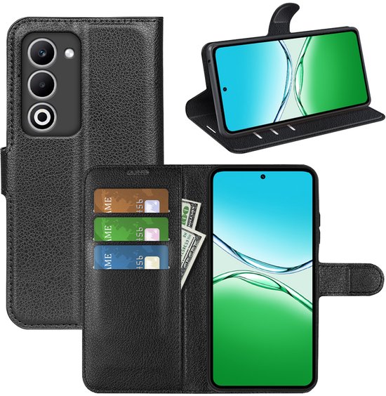 MobyDefend Hoesje - Geschikt voor Oppo A5 5G - Kunstleren Wallet Book Case (Sluiting Voorkant) - Zwart
